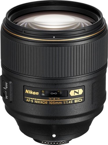 Nikon - AF-S NIKKOR 105mm f/1.4E ED Telephoto Lens for Select F-Mount Cameras - black