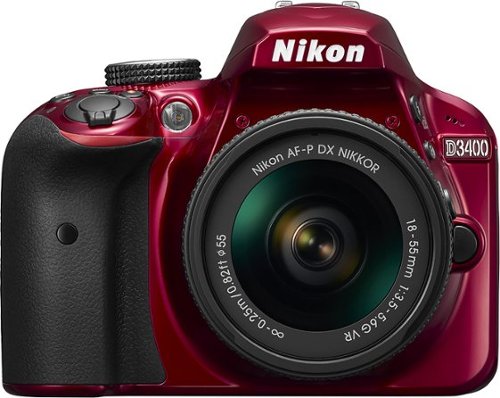  Nikon - D3400 DSLR Camera with AF-P DX NIKKOR 18-55mm f/3.5-5.6G VR Lens - Red