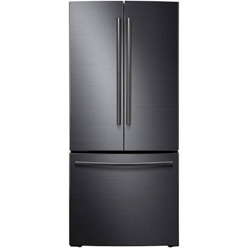  Samsung - 30&quot; Wide, 22 cu. ft. French Door Fingerprint Resistant Refrigerator - Black Stainless Steel