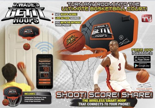  D.Wade's - Get It Hoops Interactive Backboard with Live Action Sounds - Black / Orange / White