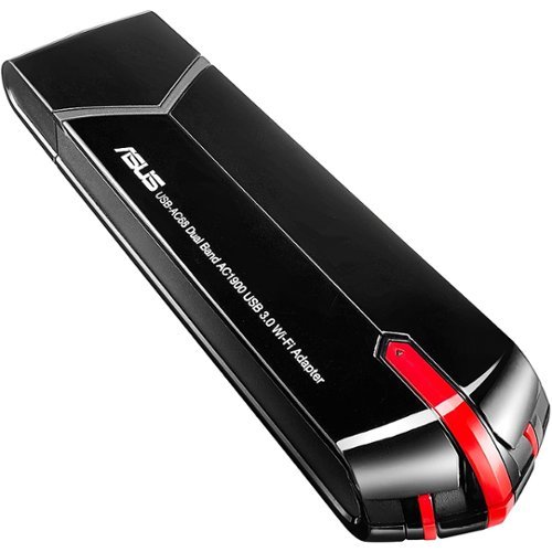 ASUS - AC1900 Dual-Band USB 3.0 Network Adapter - Black/red