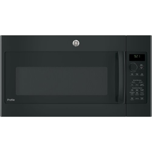 GE - 2.1 Cu. Ft. Over-the-Range Microwave - Black on black-Front_Standard 
