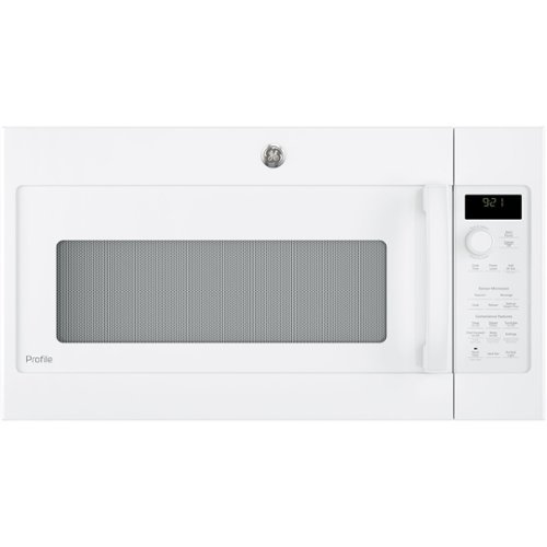 GE - 2.1 Cu. Ft. Over-the-Range Microwave - White on white-Front_Standard 