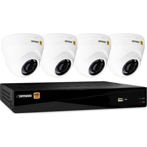  Defender - 8-Channel, 4-Camera Wired 1080p 1TB DVR Surveillance System - Black/White