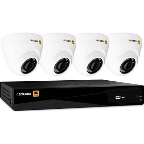 Defender - 8-Channel, 4-Camera Wired 1080p 1TB DVR Surveillance System - Black/White-Front_Standard 