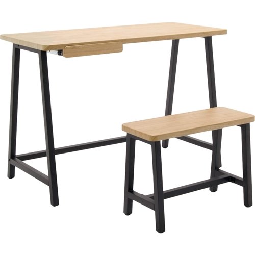 Calico Designs - Ashwood Homeroom Desk And Bench - Graphite/Ashwood