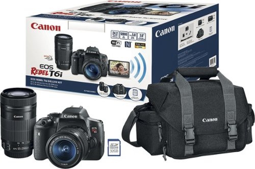  Canon - EOS Rebel T6i DSLR Camera with 18-55mm and 55-250mm Lenses, Bag and Memory Card - Black