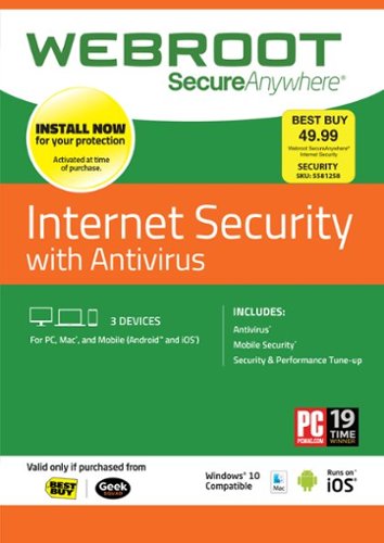  Webroot Internet Security + Antivirus 2018 (3-Devices) (1-Year Subscription)