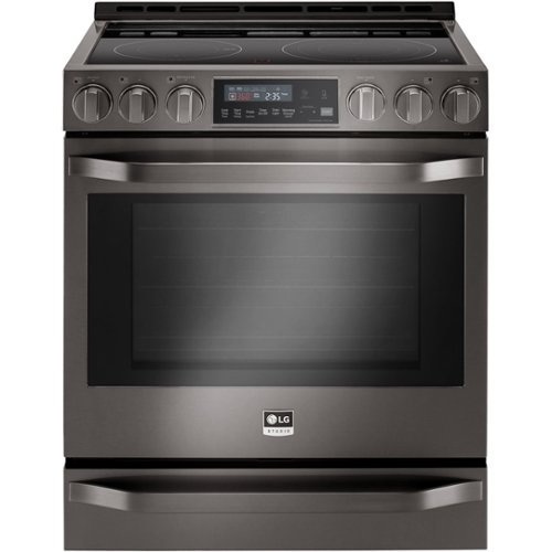LG - STUDIO 6.3 Cu. Ft. Self-Cleaning Slide-In Electric Range with ProBake Convection - Black Stainless Steel-Front_Standard 