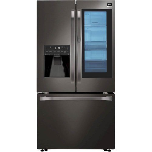 LG - STUDIO 23.5 Cu. Ft. French InstaView Door-in-Door Counter-Depth Smart Wi-Fi Refrigerator - Black Stainless Steel-Front_Standard 