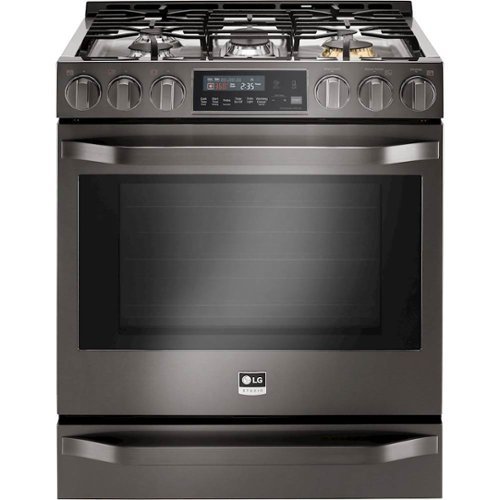 LG - STUDIO 6.3 Cu. Ft. Self-Cleaning Slide-In Gas Range with ProBake Convection - Black Stainless Steel-Front_Standard 