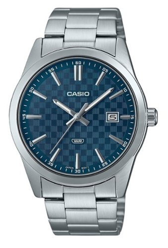 Casio - Standard Analog Quartz MTP-VD03D-2A2 Stainless Steel Blue Dial Men's Watch - Silver, Blue-Front_Standard 