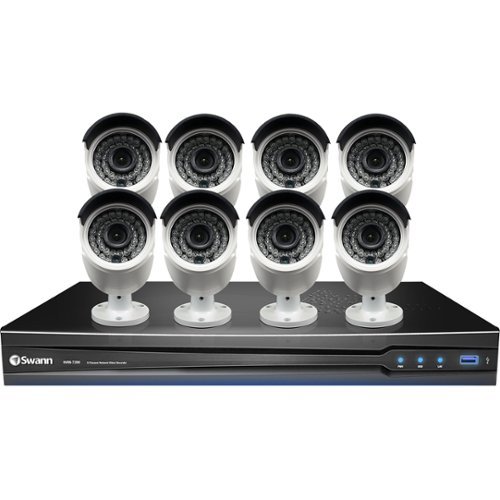 Swann - 16-Channel, 8-Camera Outdoor Wired 3TB DVR Surveillance System - Black/White-Front_Standard 