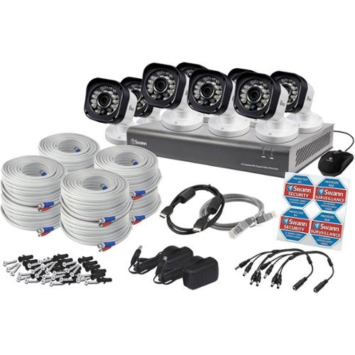 Swann - PRO SERIES HD 16-Channel, 8-Camera Outdoor Wired 500GB DVR Surveillance System - Gray/White-Front_Standard 