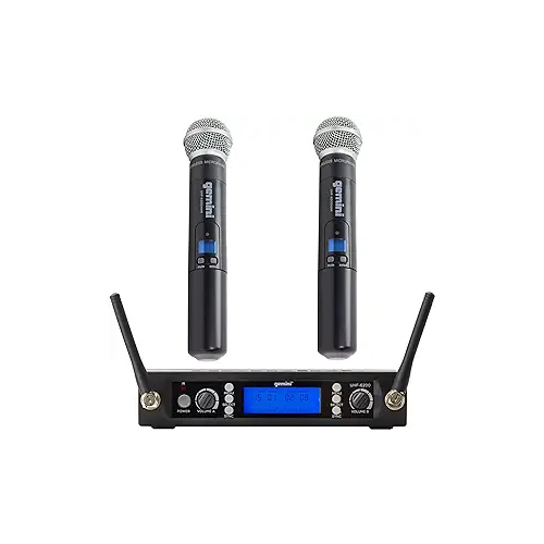 Gemini - Pro Dual Wireless Microphone System, Professional Handheld Long Range (240 Ft) Mic Set for DJ, Church, Karaoke, X-Front_Standard 