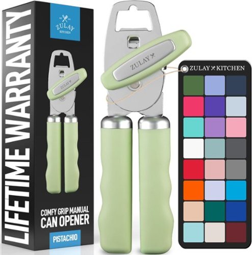 Zulay Kitchen - Heavy Duty Stainless Steel Manual Can Opener with Turn Knob & Comfy Soft Grip Handles - Pistachio-Front_Standard 