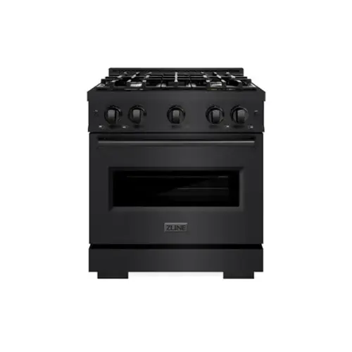 Front. ZLINE - ZLINE 30" Classic Dual Fuel Steel Range with 4 Burners and Convection Oven (CDRB-30) - Black Stainless Steel.