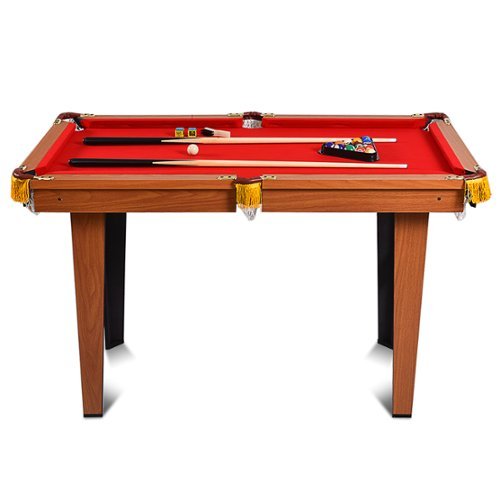 Costway 48'' Mini Table Top Pool Table Game Billiard Set Cues Balls Gift Indoor Sports - Brown+Red BUY IN AUSTRALIA