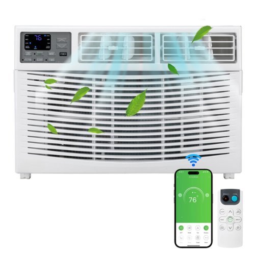 Winado - 8000 BTU 115V 3 in 1 Window Air Conditioner w/Remote Control & LED Digital Panel, Wifi Install Kit Cool up to 350 Sq.Ft - White-Front_Standard 