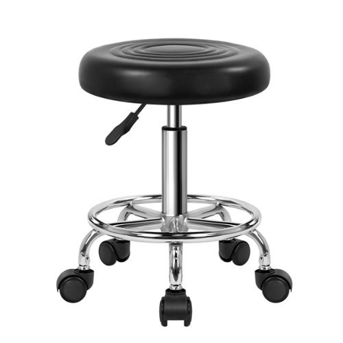KKTONER PU Leather Modern Round Rolling Stool with Footrest Height