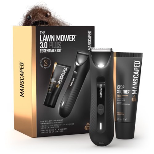 Manscaped - The Lawn Mower 3.0 Plus Essentials Kit, SkinSafe Rechargeable Wet/Dry Groin and Body Hair Trimmer, Grooming Gift Set - Black-Front_Standard 