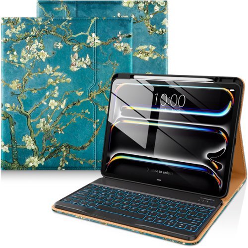 DTTO - Case for iPad Pro 13 Inch M5/M4with Wireless Detachable Keyboard , Leather Folio Cover with Pencil Holder & Pocket - Blossom-Front_Standard 