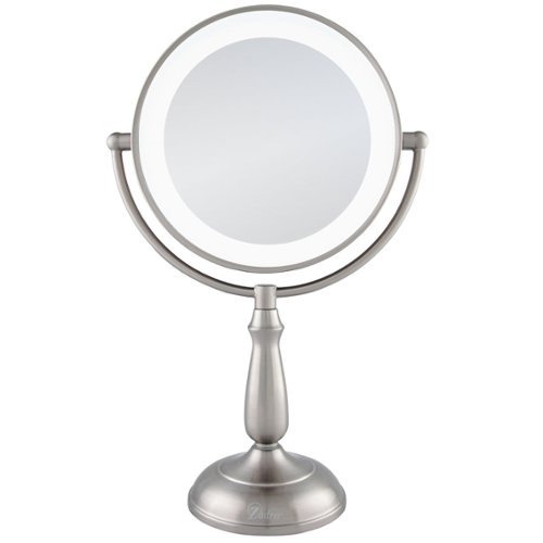 Zadro - LED Lighted Makeup Mirror with Touch Control and Magnification Options 5X, 10X, 12X - Satin Nickel-Front_Standard 