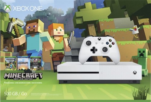  Microsoft - Xbox One S 500GB Minecraft Favorites Console Bundle with 4K Ultra HD Blu-ray - Robot White