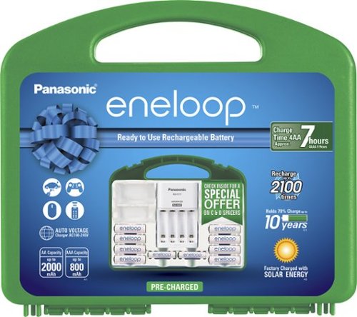  Panasonic - eneloop Advanced Battery Charger with 8 AA and 4 AAA Batteries Kit - White