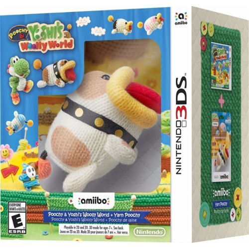  Poochy &amp; Yoshi's Woolly World™ with Yarn Poochy amiibo Figure Bundle Standard Edition - Nintendo 3DS