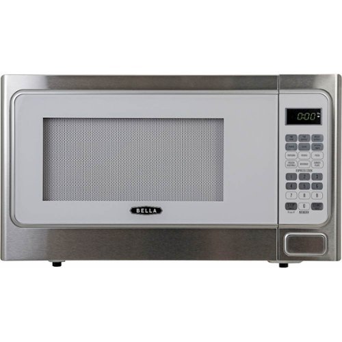  Bella - 1.1 Cu. Ft. Mid-Size Microwave - White with Stainless Steel