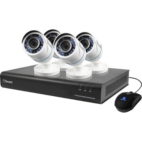Swann - PRO SERIES HD 8-Channel, 4-Camera Outdoor Wired 1TB DVR Surveillance System - Black/White-Front_Standard 