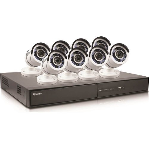 Swann - 16-Channel, 8-Camera Outdoor Wired 2TB DVR Surveillance System - Black-Front_Standard 