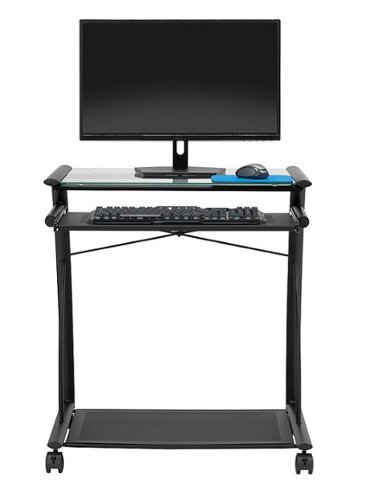  Calico Designs - L Cart Computer Desk Black - Black/Clear