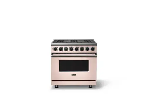 Front. Viking - 36"W. 7Series  5.6 Cu. Ft. Dual Fuel Self-Clean 6 Burner Range-Blush - Blush.