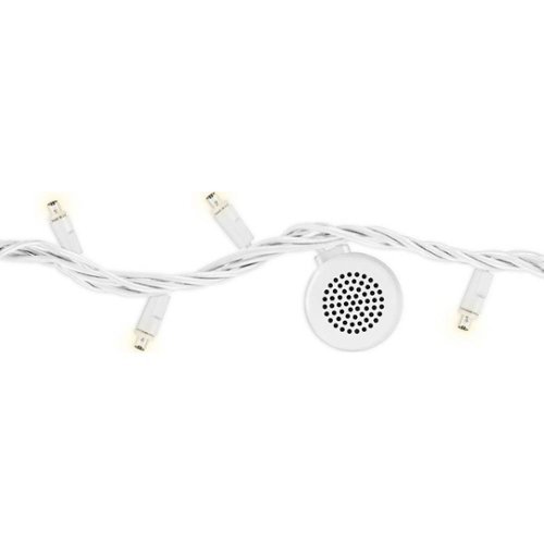  Bright Tunes - LED String Lights with Four Bluetooth Speakers - Warm White Bulbs, White Cord