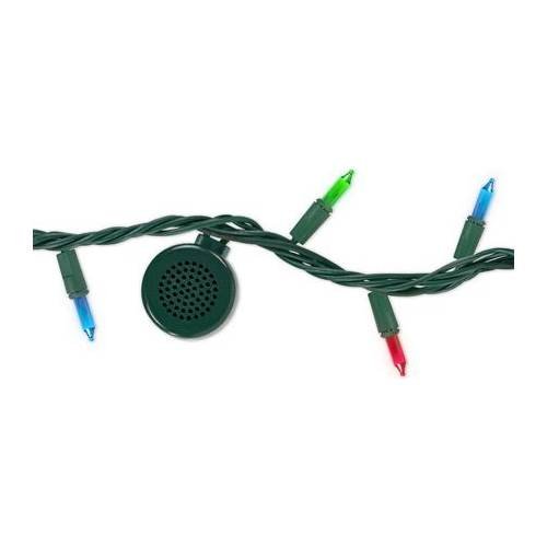  Bright Tunes - Incandescent String Lights with Four Bluetooth Speakers - Multi-colored Bulbs, Green Cord