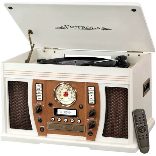  Victrola - Aviator 8-in-1 Bluetooth Stereo Audio System - White