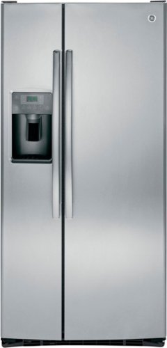  GE - 23.0 Cu. Ft. Side-by-Side Refrigerator with External Ice &amp; Water Dispenser - Stainless Steel