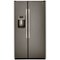 GE - 23.0 Cu. Ft. Side-by-Side Refrigerator with External Ice & Water Dispenser - Fingerprint resistant slate-Front_Standard