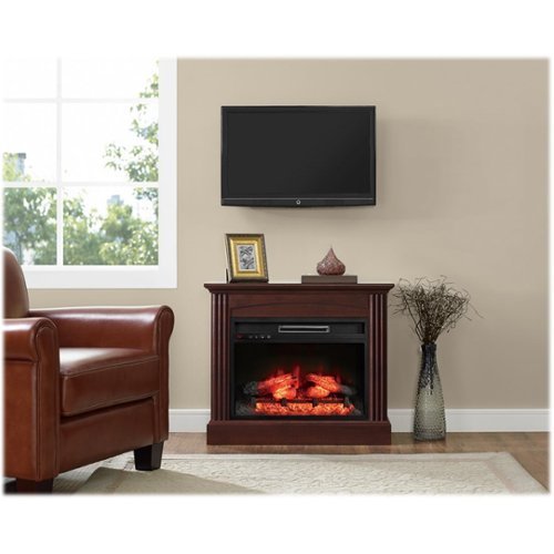 Whalen Furniture - Electric Fireplace - Rich brown cherry