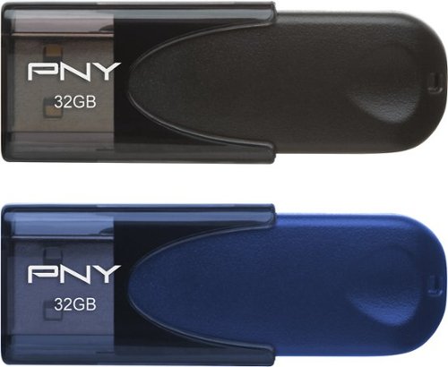  PNY - Attaché 32GB USB 2.0 Flash Drives (2-Pack) - Black/Navy
