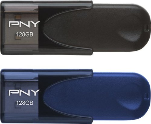  PNY - Attaché 128GB USB 2.0 Flash Drives (2-Pack) - Black/Navy
