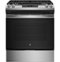 GE - 5.3 Cu. Ft. Slide-In Gas Range with Steam Cleaning - Matte Black-Front_Standard