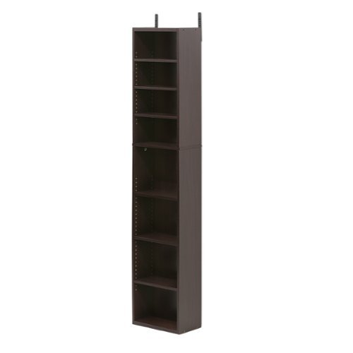 Furinno - Indo 8-Tier Adjustable Shelves Multimedia Media Storage Tower Rack - Espresso-Front_Standard 
