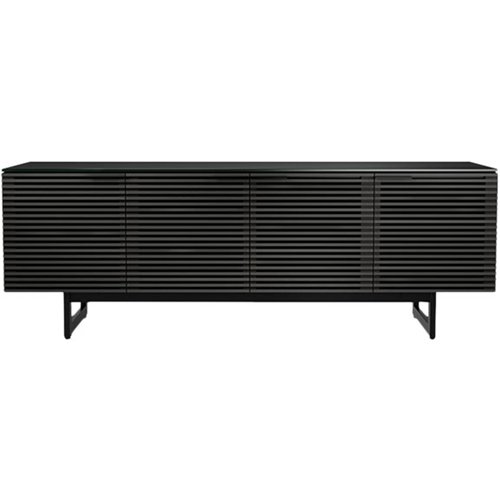 BDI - Corridor TV Cabinet for Most Flat-Panel TVs Up to 85" - Black/Micro-etched black/Charcoal stained ash-Front_Standard 