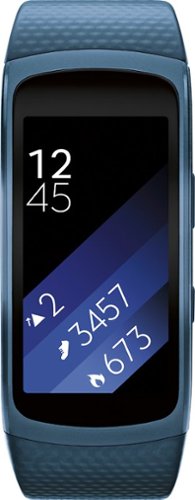  Samsung - Geek Squad Certified Refurbished Gear Fit2 Fitness Watch + Heart Rate (Large) - Blue