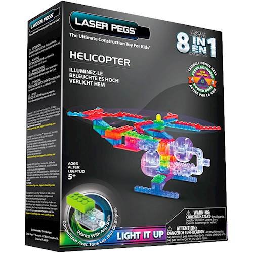  LASER PEGS - 8-In-1 Tinted Helicopter Construction Set - Multi-Color