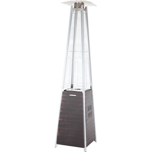 Fire Sense - Pyramid Flame Patio Heater 40,000 BTU Outdoor Propane Heater Tower with Wheels - Coronado - Brushed Bronze-Front_Standard 
