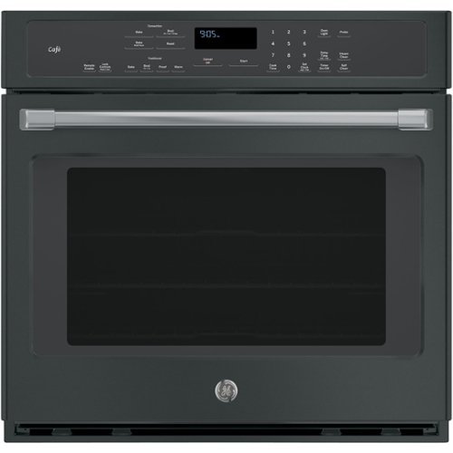 GE - Café Series 29.8" Built-In Single Electric Convection Wall Oven - Black Slate-Front_Standard 